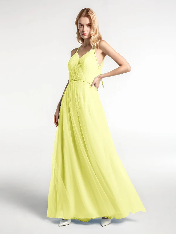 Twist Straps Tulle Maxi Dress with V Neckline Daffodil Fashionable Chiffon Maxi Dress Twist Straps Tulle Maxi Dress with V Neckline Daffodil Fashionable Chiffon Maxi Dress