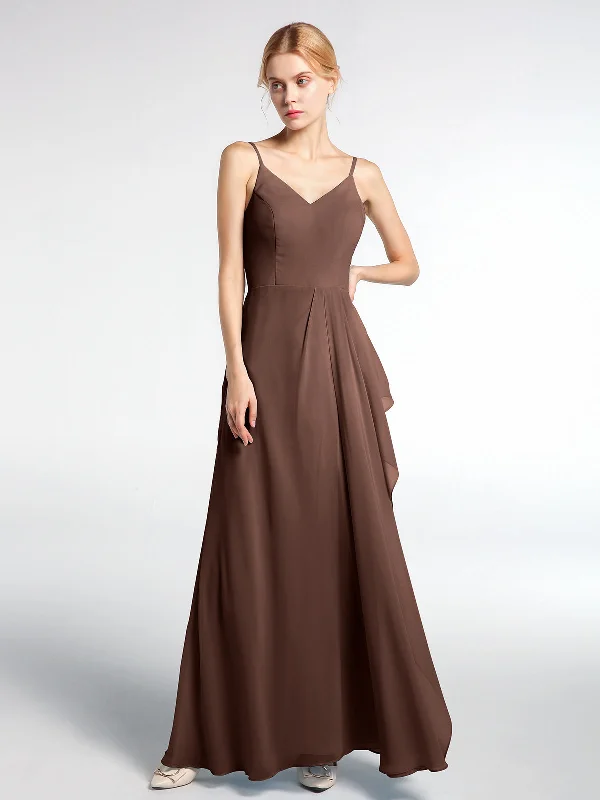 V-neck Chiffon Simple Maxi Dress with Spaghetti Straps-Chocolate Elegant Lace Maxi Dress V-neck Chiffon Simple Maxi Dress with Spaghetti Straps-Chocolate Elegant Lace Maxi Dress