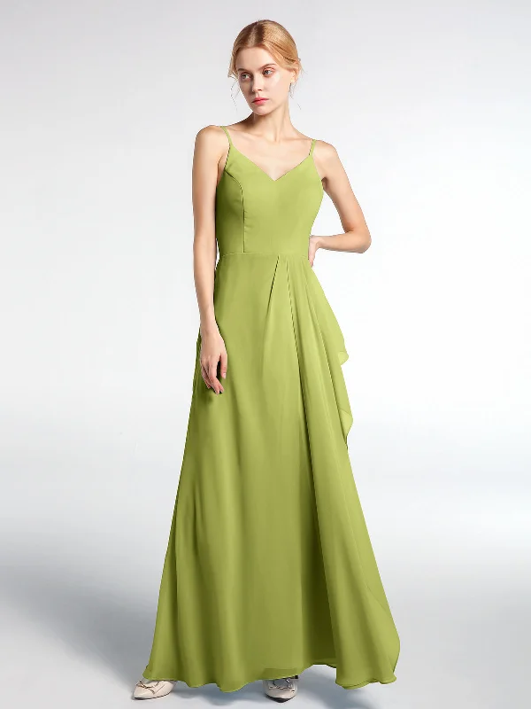 V-neck Chiffon Simple Maxi Dress with Spaghetti Straps-Clover Comfortable Ruffle Hem Maxi Dress V-neck Chiffon Simple Maxi Dress with Spaghetti Straps-Clover Comfortable Ruffle Hem Maxi Dress