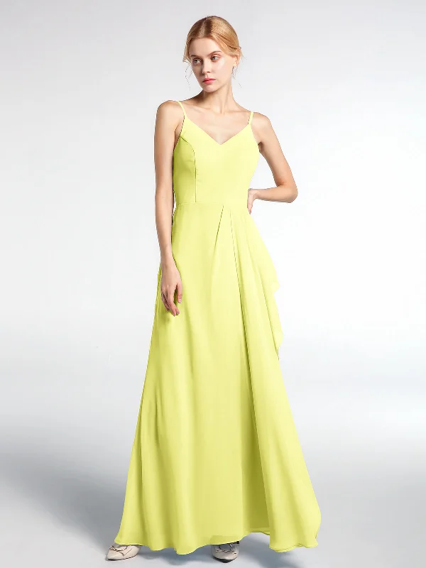 V-neck Chiffon Simple Maxi Dress with Spaghetti Straps-Daffodil Comfortable Cotton Maxi Dress V-neck Chiffon Simple Maxi Dress with Spaghetti Straps-Daffodil Comfortable Cotton Maxi Dress