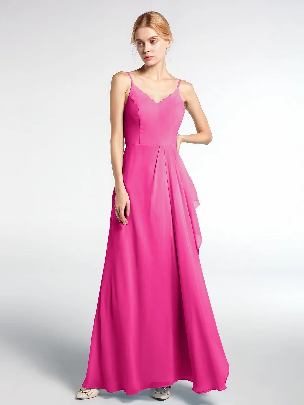 V-neck Chiffon Simple Maxi Dress with Spaghetti Straps-Fuchsia Classic Strapless Maxi Dress V-neck Chiffon Simple Maxi Dress with Spaghetti Straps-Fuchsia Classic Strapless Maxi Dress