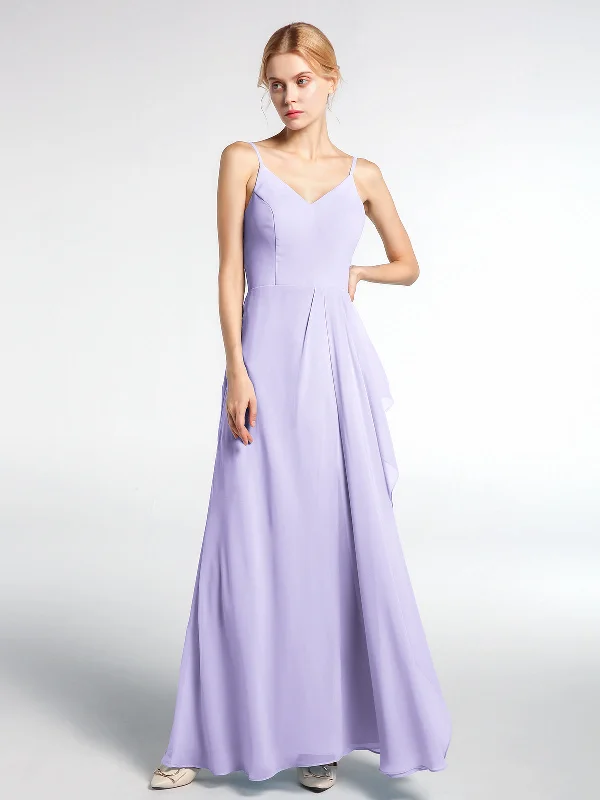 V-neck Chiffon Simple Maxi Dress with Spaghetti Straps-Lilac Stylish Longline Maxi Dress V-neck Chiffon Simple Maxi Dress with Spaghetti Straps-Lilac Stylish Longline Maxi Dress