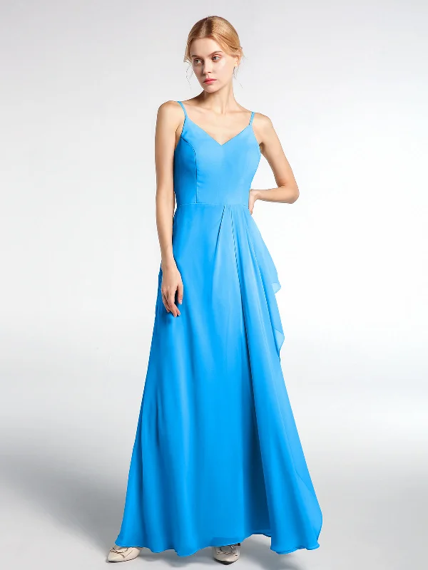 V-neck Chiffon Simple Maxi Dress with Spaghetti Straps-Ocean Blue Comfortable Maxi Dress with Belt V-neck Chiffon Simple Maxi Dress with Spaghetti Straps-Ocean Blue Comfortable Maxi Dress with Belt