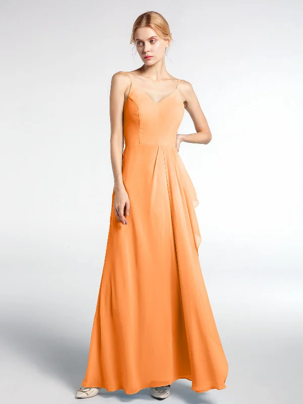 V-neck Chiffon Simple Maxi Dress with Spaghetti Straps-Orange Elegant Maxi Dress with Belt V-neck Chiffon Simple Maxi Dress with Spaghetti Straps-Orange Elegant Maxi Dress with Belt