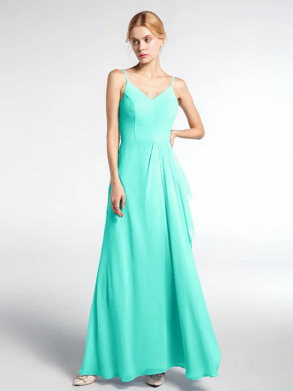 V-neck Chiffon Simple Maxi Dress with Spaghetti Straps-Spa Cozy Ruffle Sleeve Maxi Dress V-neck Chiffon Simple Maxi Dress with Spaghetti Straps-Spa Cozy Ruffle Sleeve Maxi Dress