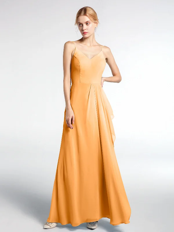 V-neck Chiffon Simple Maxi Dress with Spaghetti Straps-Tangerine Trendy Maxi Dress with Bow V-neck Chiffon Simple Maxi Dress with Spaghetti Straps-Tangerine Trendy Maxi Dress with Bow