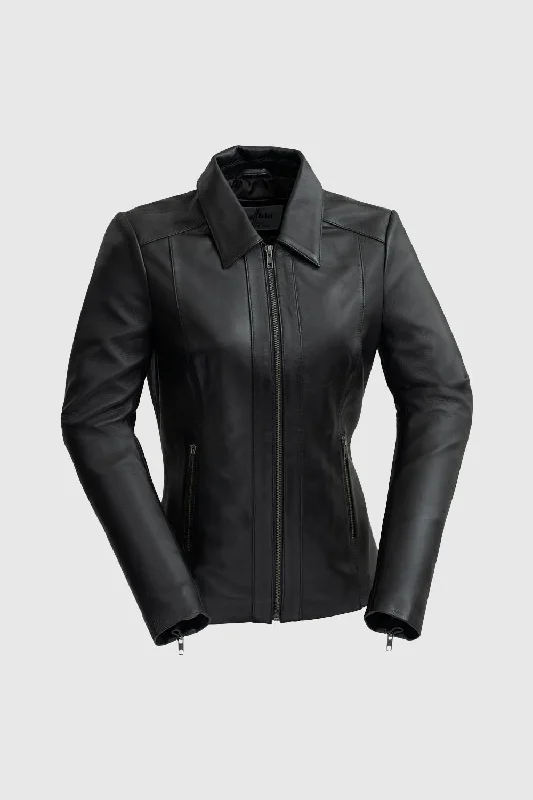 Patricia Womens Fashion Leather Jacket Zip Front Button Front Snap Front