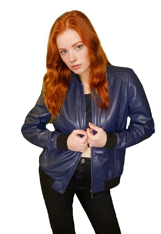 Savannah Womens Bomber Leather Jacket Herringbone Jacket Houndstooth Jacket Plaid Jacket