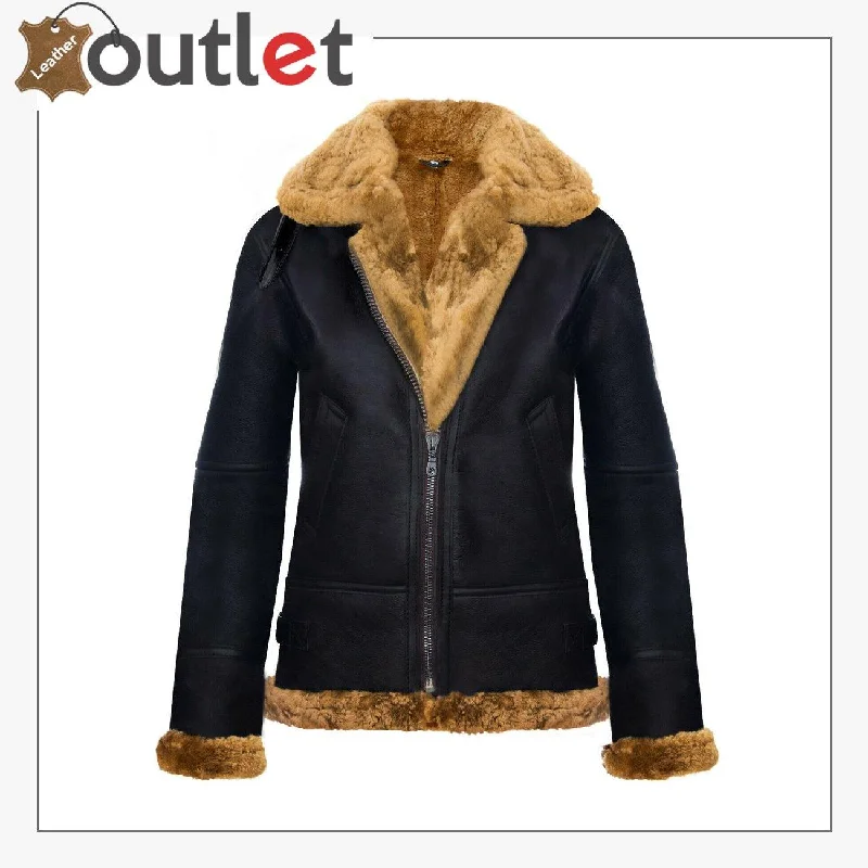 Womens Hooded Sheepskin Jacket B3 Flying Leather Jacket Wool Jacket Cashmere Jacket Tweed Jacket