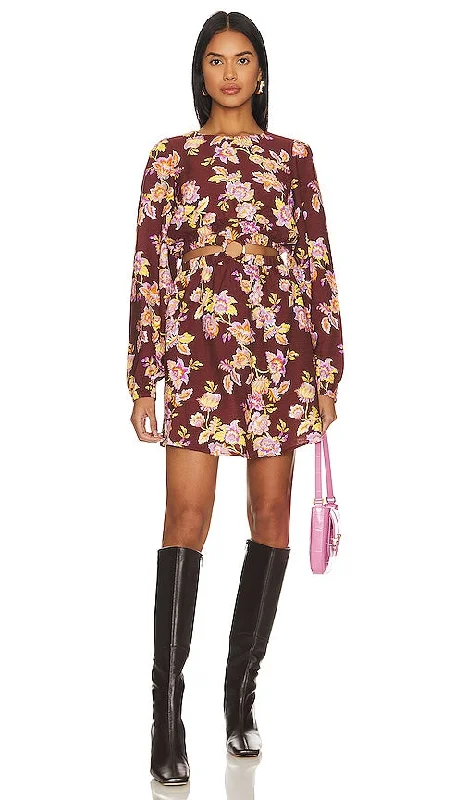 MINKPINK Giselle Mini Dress in Brown Casual Button-Up Mini Dress