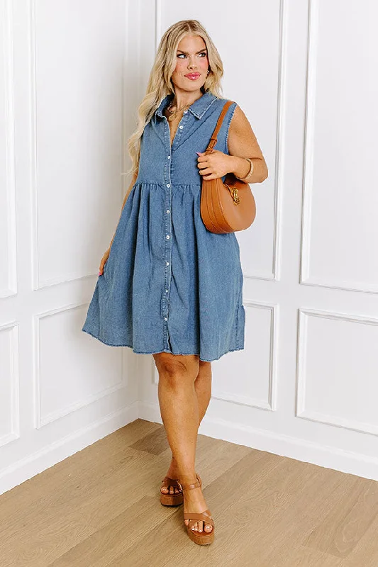 Ocean Retreat Chambray Mini Dress Curves Stylish Summer Mini Dress