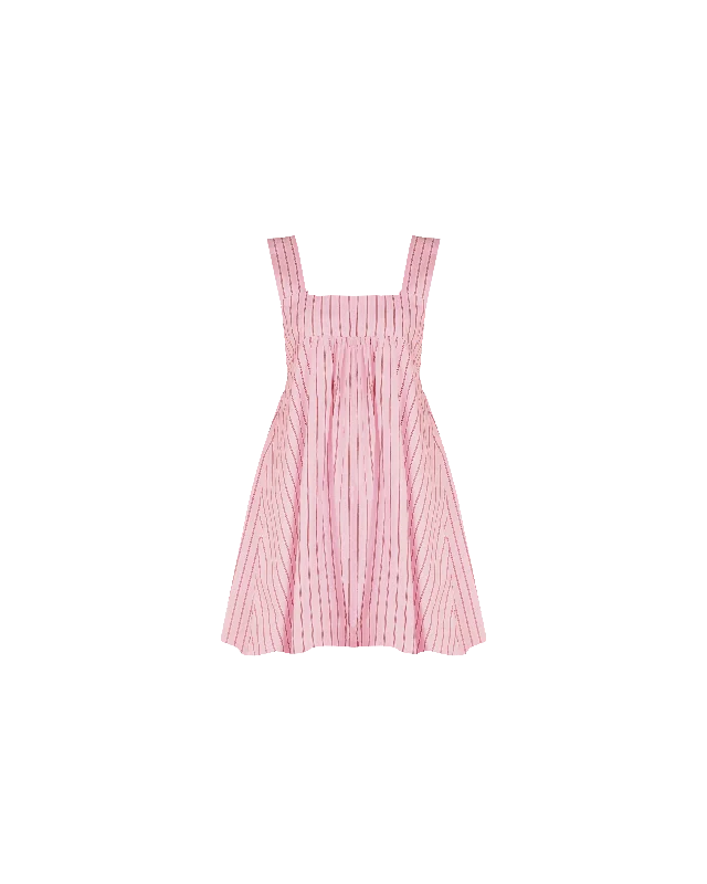 MARGIE TIE MINI DRESS PINK RED STRIPE Cozy Wraparound Mini Dress