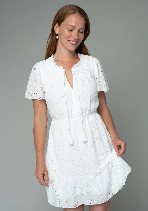 Brynn Eyelet Mini Dress Stylish Floral Print Mini Dress