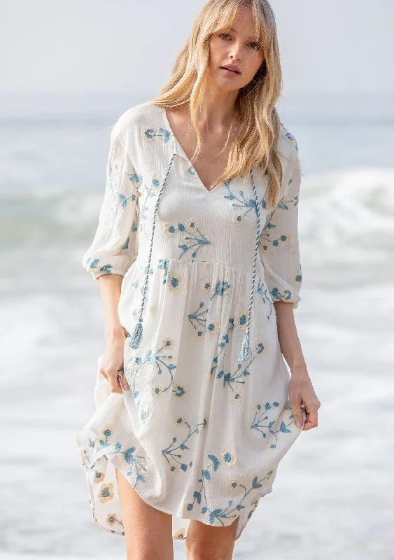 Nantucket Embroidered Mini Dress Cozy Cotton Mini Dress