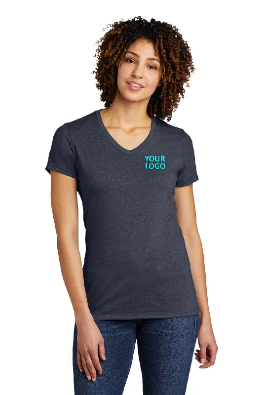 Allmade Women's Tri-Blend Branded V-Neck Tee, Rebel Blue Silk Blend Satin Velvet