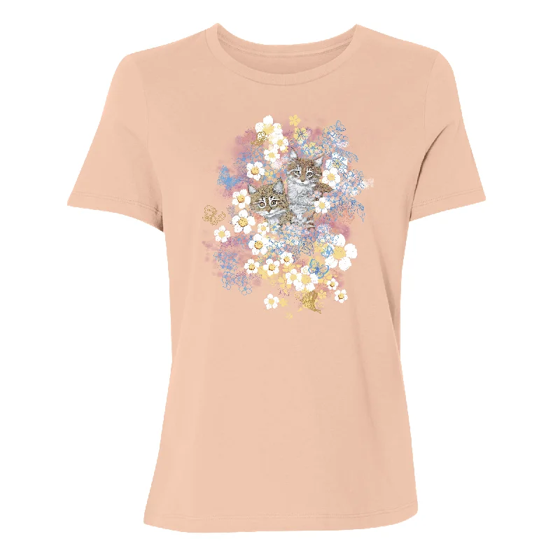Garden Kitties Women's T-Shirt Fleece Fabric Down Fabric Feather Fabric