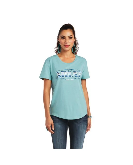 Ariat Women's Aqua Tshirt Graphic Embroidered Appliqued