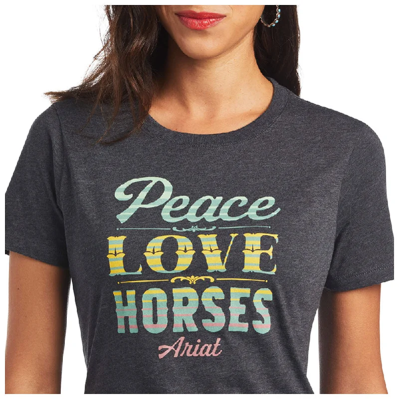 Ariat Women's Peace Love Horses Tshirt Polka Dot Checkered Tartan