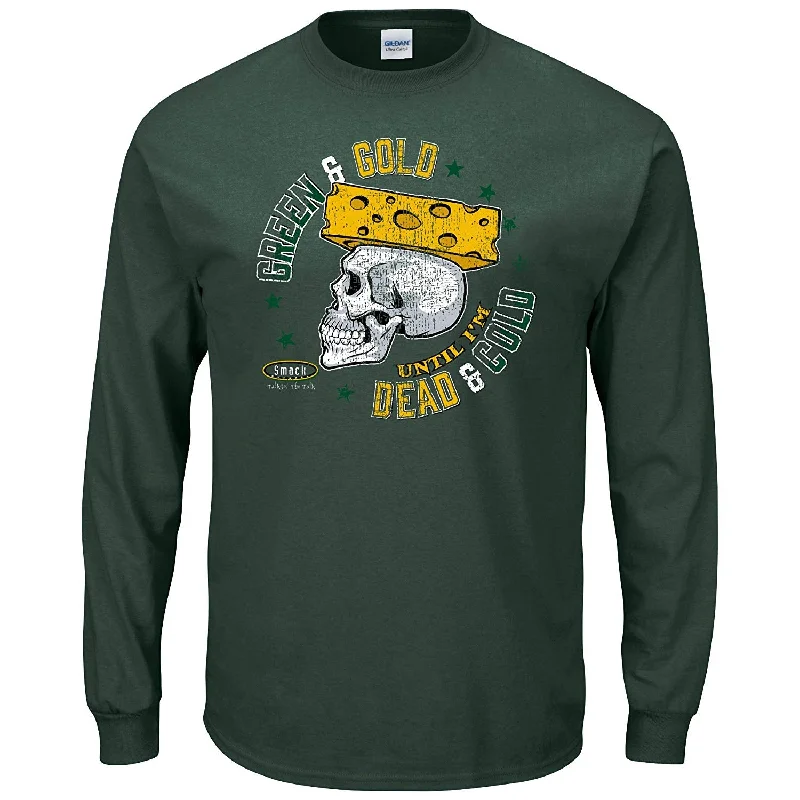 Green Bay Packers Green & Gold Until I'm Dead & Cold Long Sleeve Shirt Knit Fabric Woven Fabric Fleece Fabric Green Bay Packers Green & Gold Until I'm Dead & Cold Long Sleeve Shirt Knit Fabric Woven Fabric Fleece Fabric