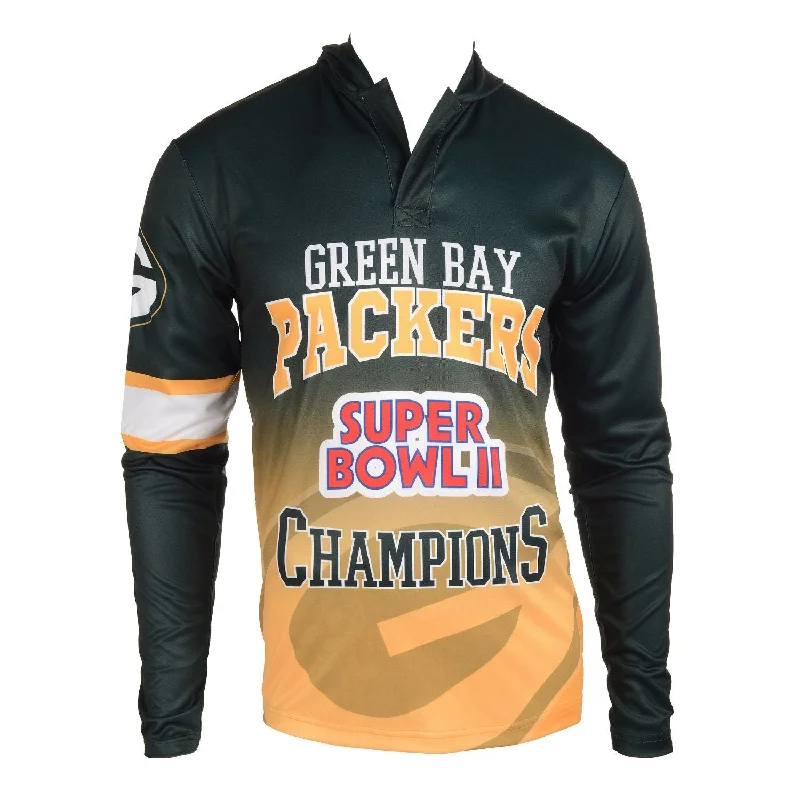 Green Bay Packers Super Bowl 2 Champions Commemorative Retro Hoody Tee Fleece Nylon Spandex Green Bay Packers Super Bowl 2 Champions Commemorative Retro Hoody Tee Fleece Nylon Spandex