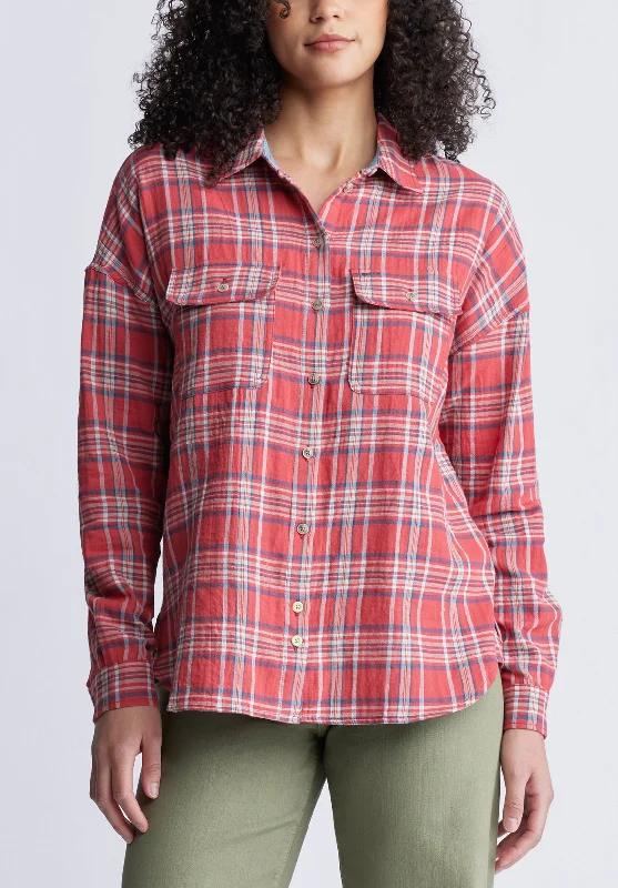 Malena Women’s Long Sleeve Plaid Shirt in Dark Pink - WT0081P Basic T-Shirt Crew Neck Short Sleeve Malena Women’s Long Sleeve Plaid Shirt in Dark Pink - WT0081P Basic T-Shirt Crew Neck Short Sleeve