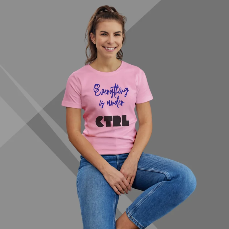 Everything is Under CTRL Printed Women's Pink T-Shirt - Tech T-Shirt for Women Satin Blend Silk Blend Wool Blend Everything is Under CTRL Printed Women's Pink T-Shirt - Tech T-Shirt for Women Satin Blend Silk Blend Wool Blend