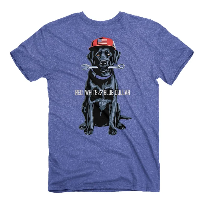 Red, White, and Blue Collar - Lab Wrench T-Shirt Mesh Blend Leather Blend Suede Blend Red, White, and Blue Collar - Lab Wrench T-Shirt Mesh Blend Leather Blend Suede Blend