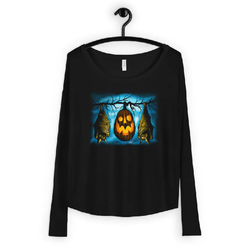 Samhain Salutations Ladies' Long Sleeve Tee Mesh Fabric Canvas Fabric Denim Fabric