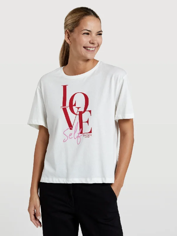 Self-love print t-shirt Mesh Canvas Denim