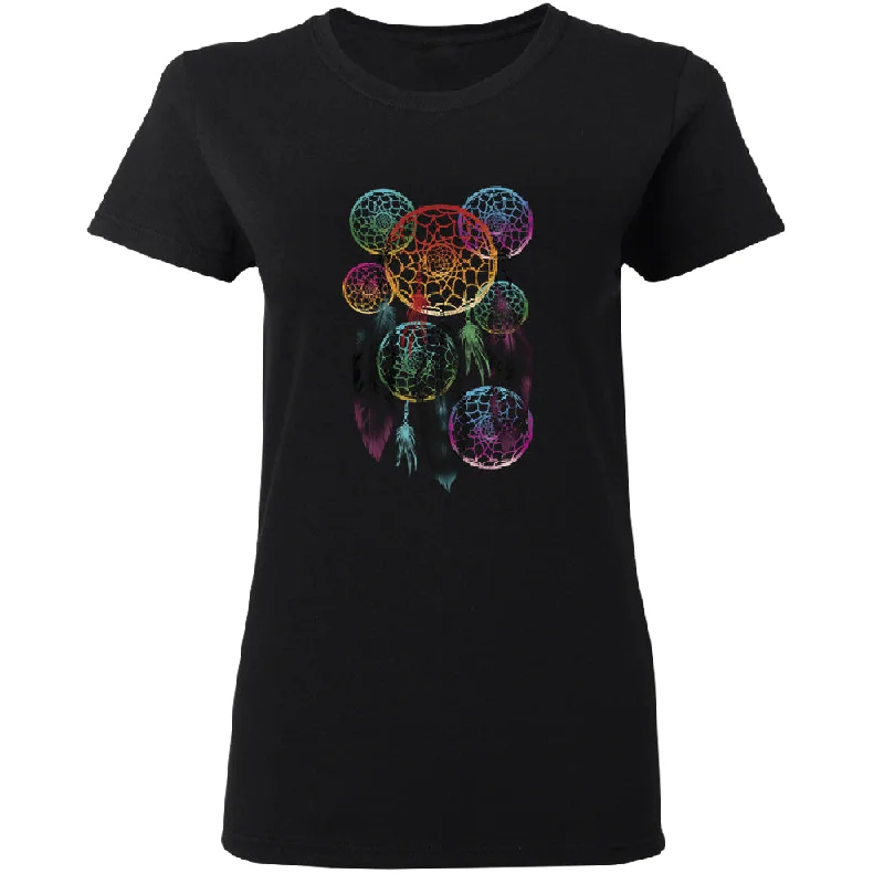 Zexpa Apparel™ Colorful Rainbow Dreamcatchers Women's T-Shirt Print Jacquard Patchwork Zexpa Apparel™ Colorful Rainbow Dreamcatchers Women's T-Shirt Print Jacquard Patchwork
