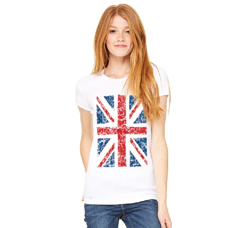 Zexpa Apparel™ Distressed British Flag Great Britain Women's T-shirt Patriotic Tee Solid Print Embellished Zexpa Apparel™ Distressed British Flag Great Britain Women's T-shirt Patriotic Tee Solid Print Embellished