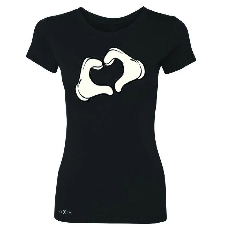 Zexpa Apparel™ Cartoon Hands Heart Showing Women's T-shirt Humor Tee Sequined Glittery Shiny Zexpa Apparel™ Cartoon Hands Heart Showing Women's T-shirt Humor Tee Sequined Glittery Shiny