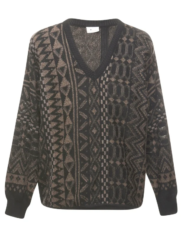 Geometric Pattern Jumper - XL Neon Metallic Matte