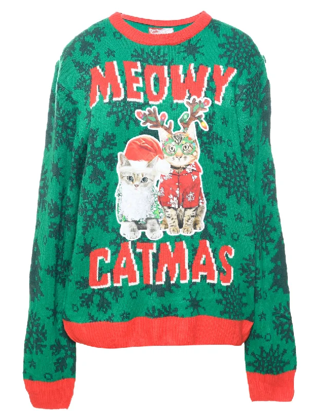 Green Christmas Jumper - L Rayon Fabric Velvet Fabric Corduroy Fabric