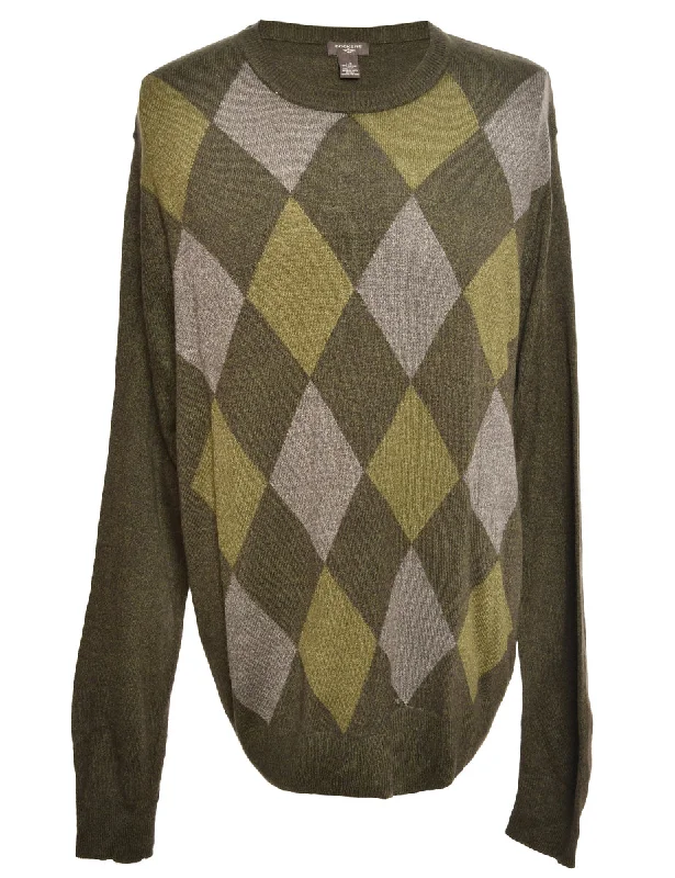 Green Dockers Argyle Jumper - L Terry Blend Velvet Blend Canvas Blend