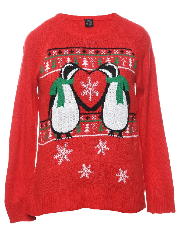 Red Christmas Jumper - M Anti-Pilling Anti-Shrink Durable