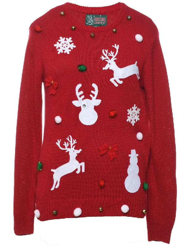 Red Christmas Jumper - S Mesh Fabric Canvas Fabric Denim Fabric