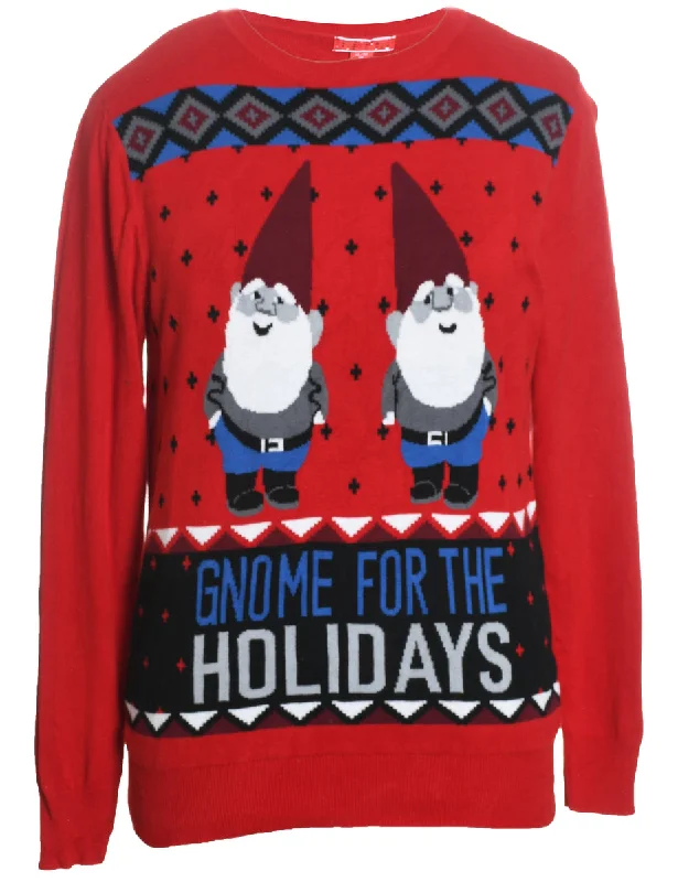 Santa Claus Christmas Jumper - XL Boat Neck Shawl Collar Notched Collar