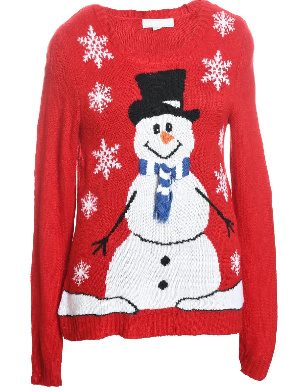Snowman Christmas Jumper - M Transparent Opaque Sheer
