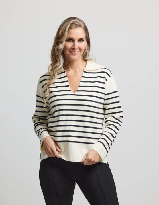 Stella + Gemma | Vail Jumper | Milk/Black Stripe Satin Fabric Silk Fabric Chiffon Fabric