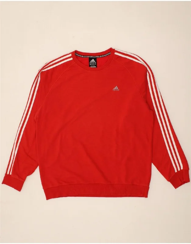 ADIDAS Mens Clima 365 Sweatshirt Jumper XL Red Cotton Hoodie with Pattern Geometric Abstract