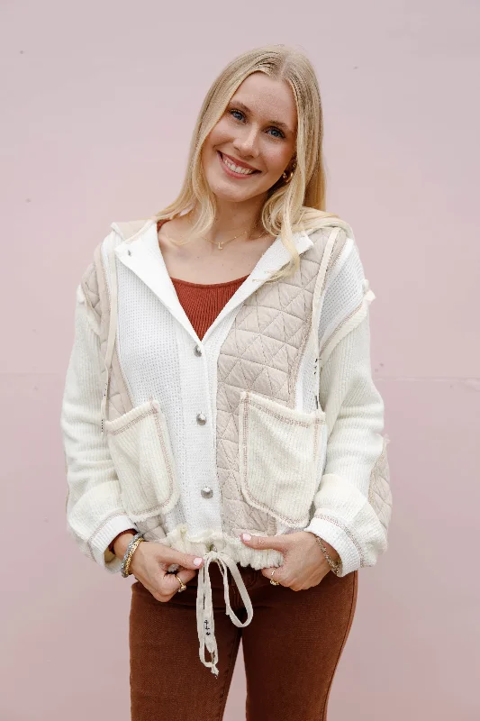 All A Thrill Hoodie Hoodie with Button Placket Classic Preppy