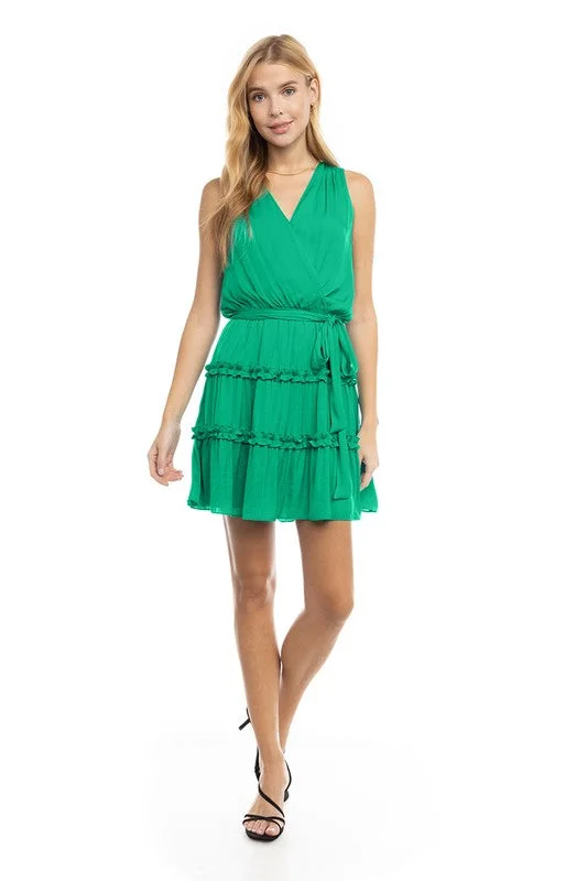 Aurora Ruffle Tie Dress Peridot