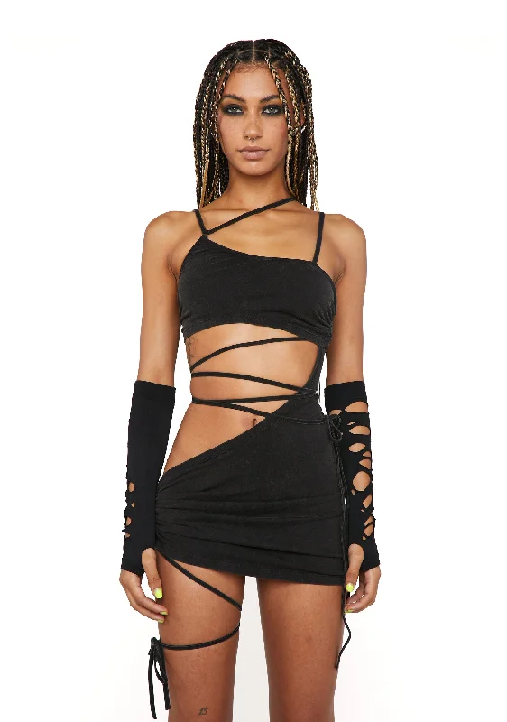 Compression Strappy Mini Dress Cozy Wraparound Mini Dress