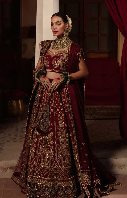 Pakistani Bridal Dress Deep Red Lehenga Choli Dupatta