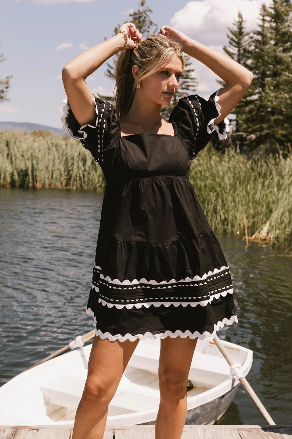 Etzi Ric Rac Dress in Black - FINAL SALE