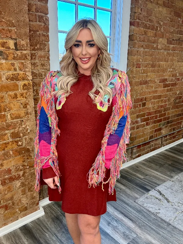 Fringe Horse Heads Sweater Dress