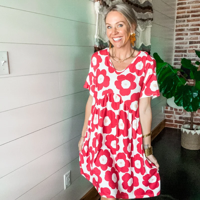 Hot Pink Hibiscus Babydoll Dress