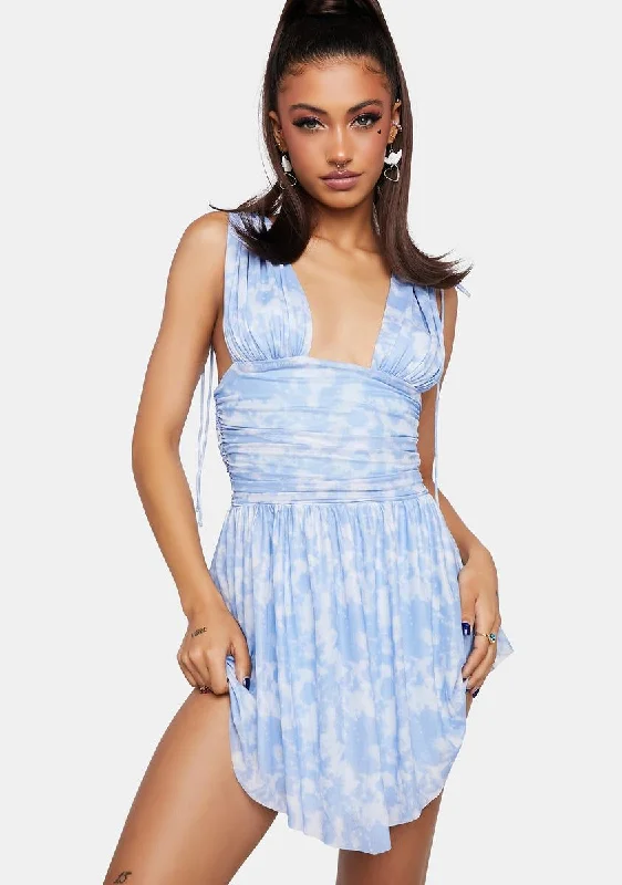 Icy Garden Goddess Mini Dress Fashionable Summer Mini Dress