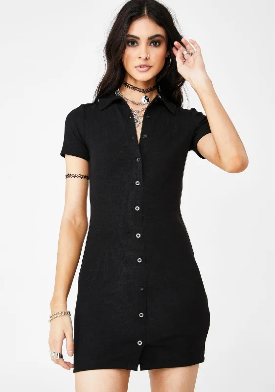 Kia Mini Dress Fashionable Button-Front Mini Dress
